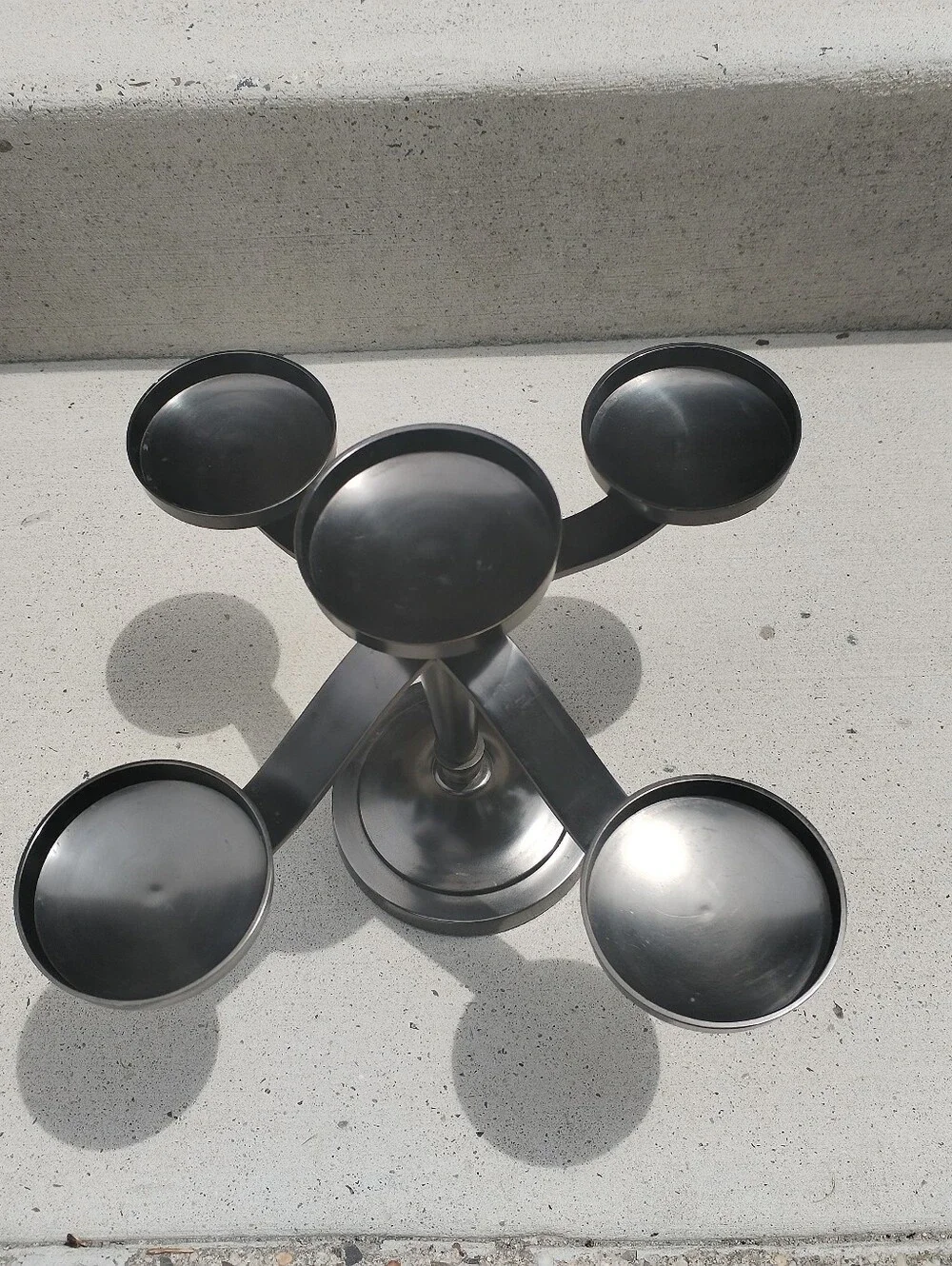 Restoration Hardware black Five Arm Pillar Candelabra Candle Holder